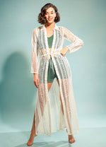 Slit out Maxi Robe in Solid White Window Lace