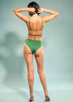 Twisted Knot Bikini Pair in Wavelite Green with Sarong