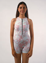 Body Surfing Suit in Imprints of Pastel Flow Wavelet Print