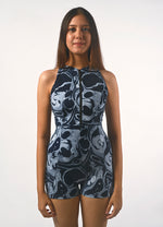 Body Surfing Suit in in Imprint of Flow Vivid Wavelets Print