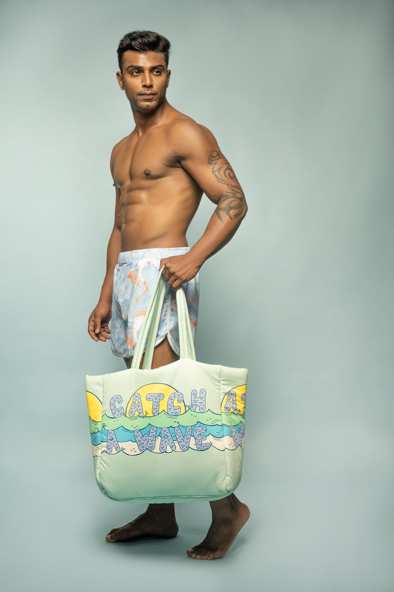 TROVE X MAWA "Carnival Beach Chic Tote" in Catch a Wave Print