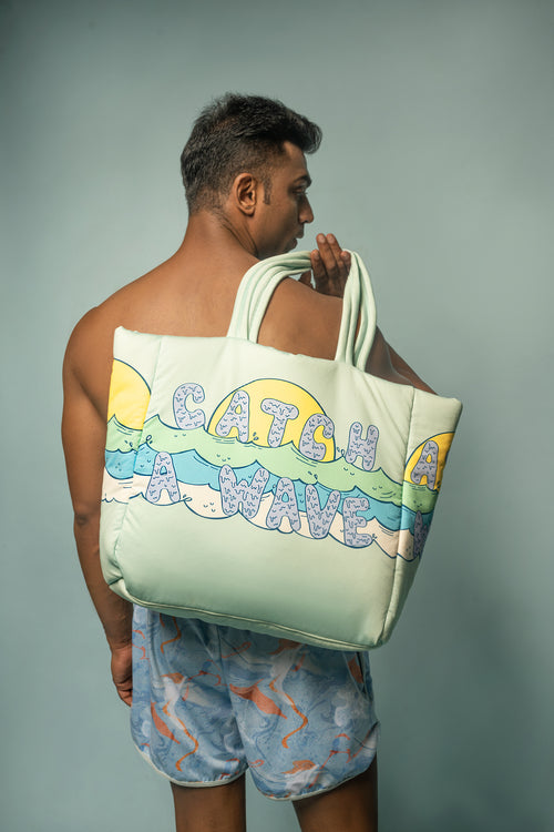 TROVE X MAWA "Carnival Beach Chic Tote" in Catch a Wave Print