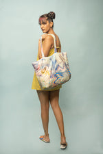 TROVE X MAWA "Carnival Beach Chic Tote" in Soft Illusory Waves Print