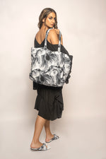 TROVE X MAWA "Carnival Beach Chic Tote" in Contoured Sand of Beach Print