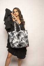 TROVE X MAWA "Carnival Beach Chic Tote" in Contoured Sand of Beach Print