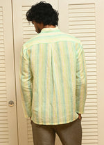 Mandarine Drawstring Shirt in Ocean Hue Strips