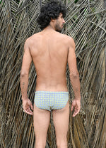 Cut & Sew Two Tones Swim Briefs in Geo Waves