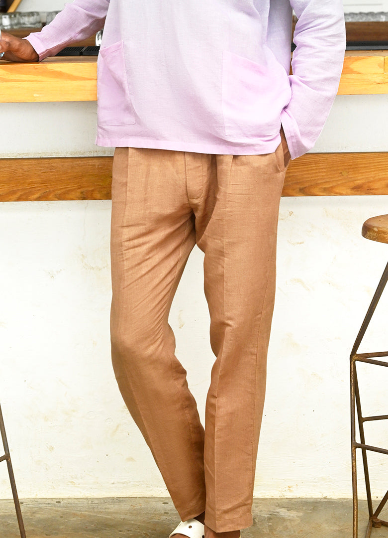 Relax Fit Linen Trouser in New Khaki