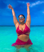 Raja Kumari In Twisted Knot Bikini Pair In Pink Guava With Sarong