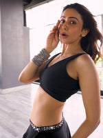 Rakul Preet In Ruched High Waisted Swim Top In Under Oceanic Coal