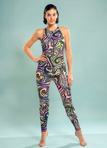 Full Body Surfing Suit in Many Hued Waves Print