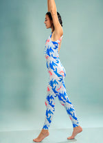 Panelled Full Body Suit in Fludic Ocean Abstract Print