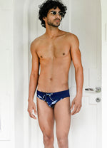 Cut & Sew Two Tones Swim Briefs in Imprints of Flow Vivid Wavelets