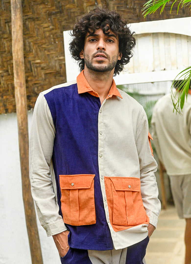 Color Block CODUROY with Flap & Box Patch pocket Shirt